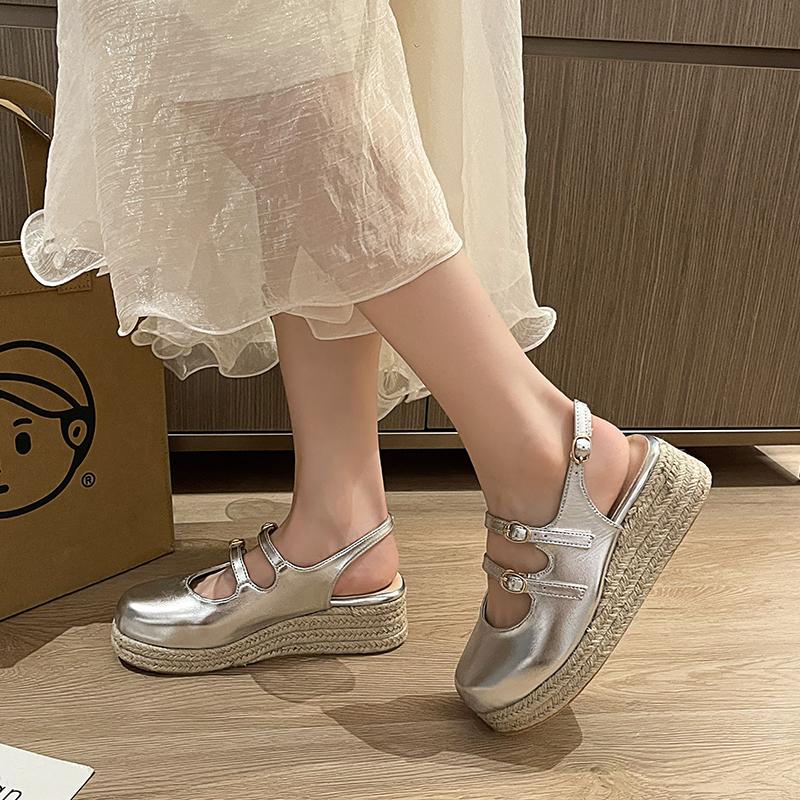 Fashion Shoes Female 2025 Brand Closed Toe Women's Sandals Fashion Buckle Strap Casual Sandals Women Summer Belt Buckle Shoes for Women