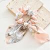 Hair Tie Floral Print Bunny Ear Design Hair Rope High Elasticity No Damage Bun Half-Tied Hairstyles Ponytail Holder Hair Accessory