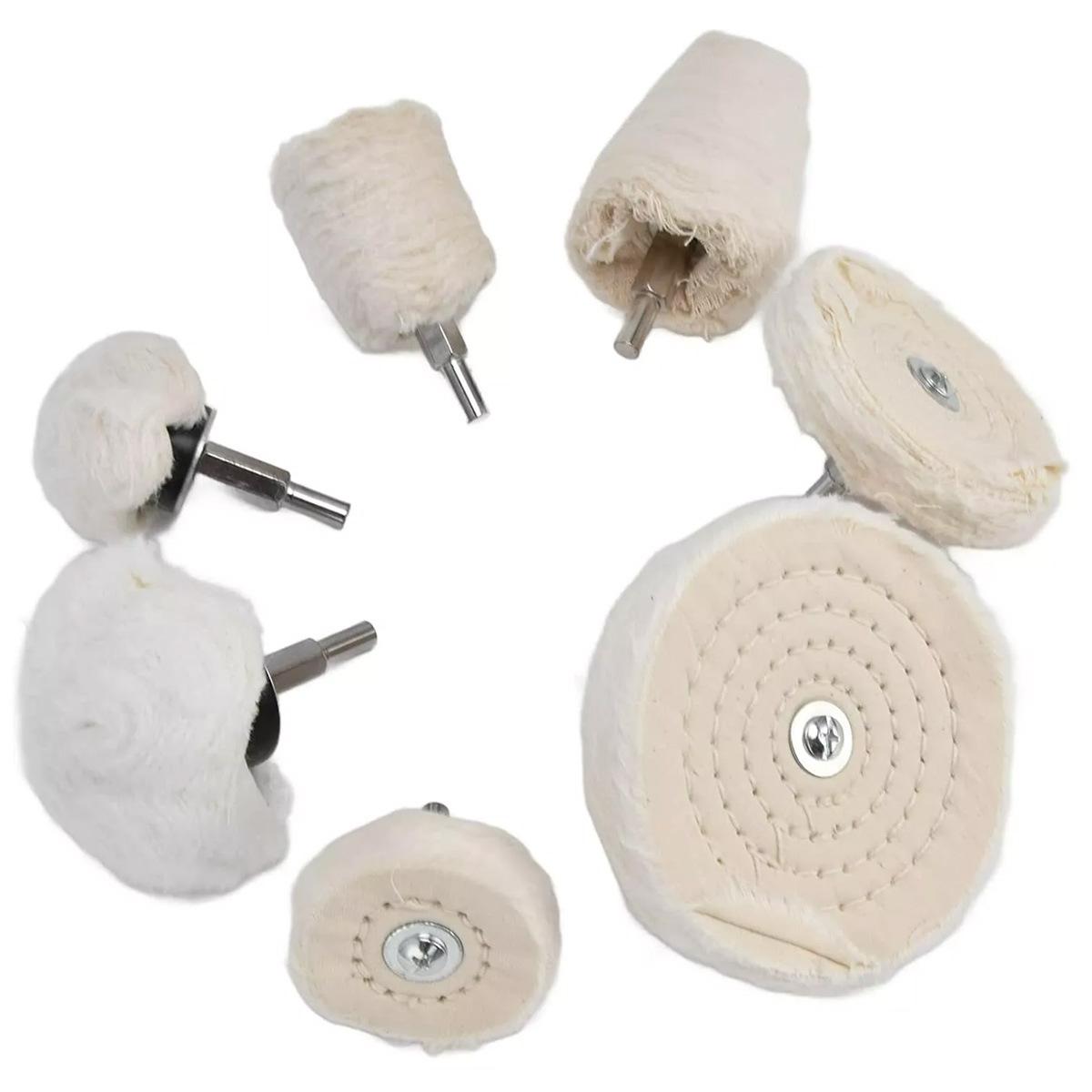 

7Pcs/Set 6mm Shank Cotton Polishing Wheels Cloth Buffing Wheel Grinder For Drill Die Grinder Car Polishing Cloth Tools Accessory One Size