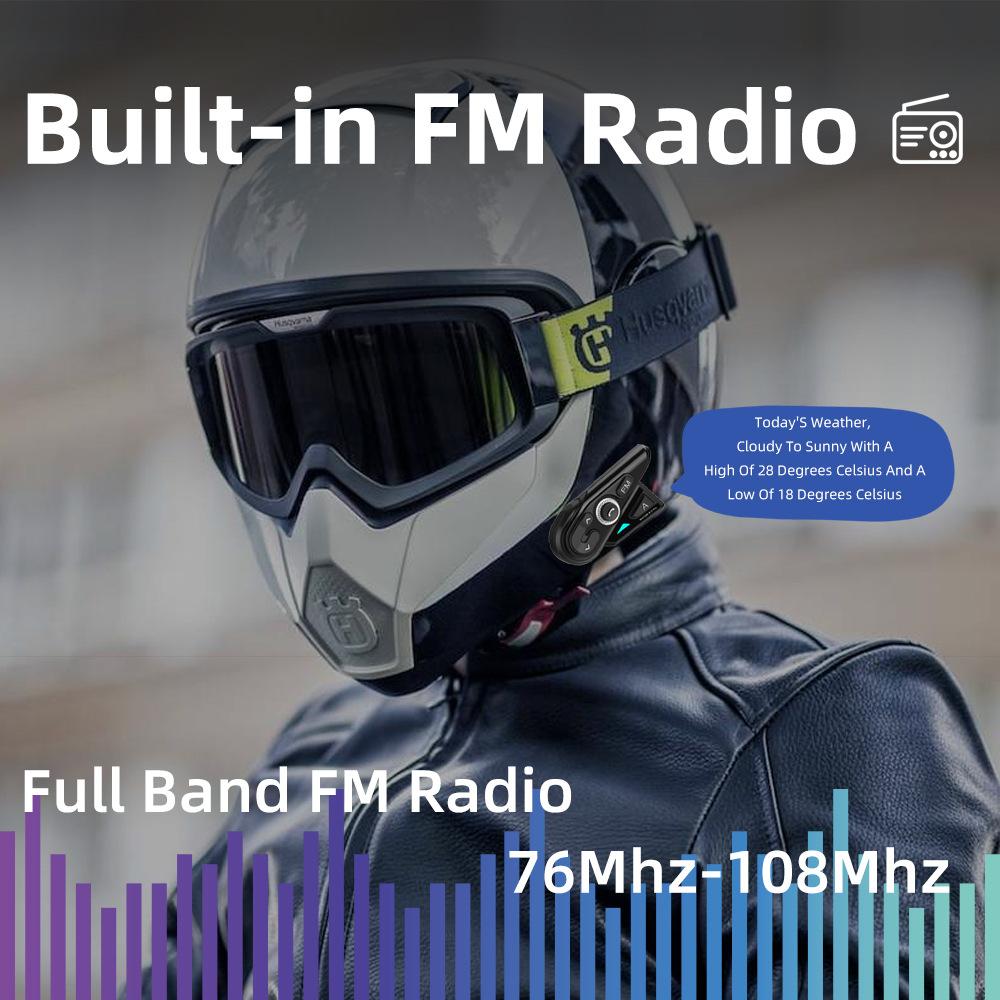 WAYXIN R15 Pro Helmet Headset 8 Riders Motorcycle Intercom Universal Pairing FM Radio Interphone Communication System Waterproof