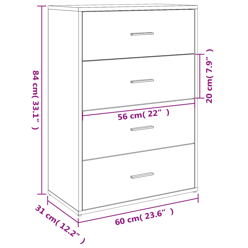 Dressoir Sonoma Eiken 60 x 31 x 84 cm Spaanplaat
