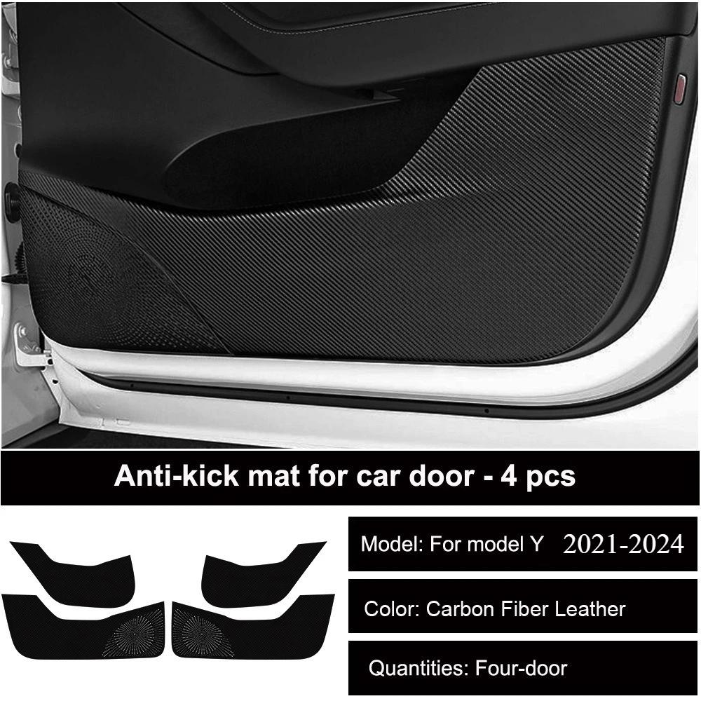 For Tesla Model 3 Y Car Door Anti-Kick Pad Leather Sticker Trim Side Door Sill Protector Cover Car Interior Decoration 2017-2025
