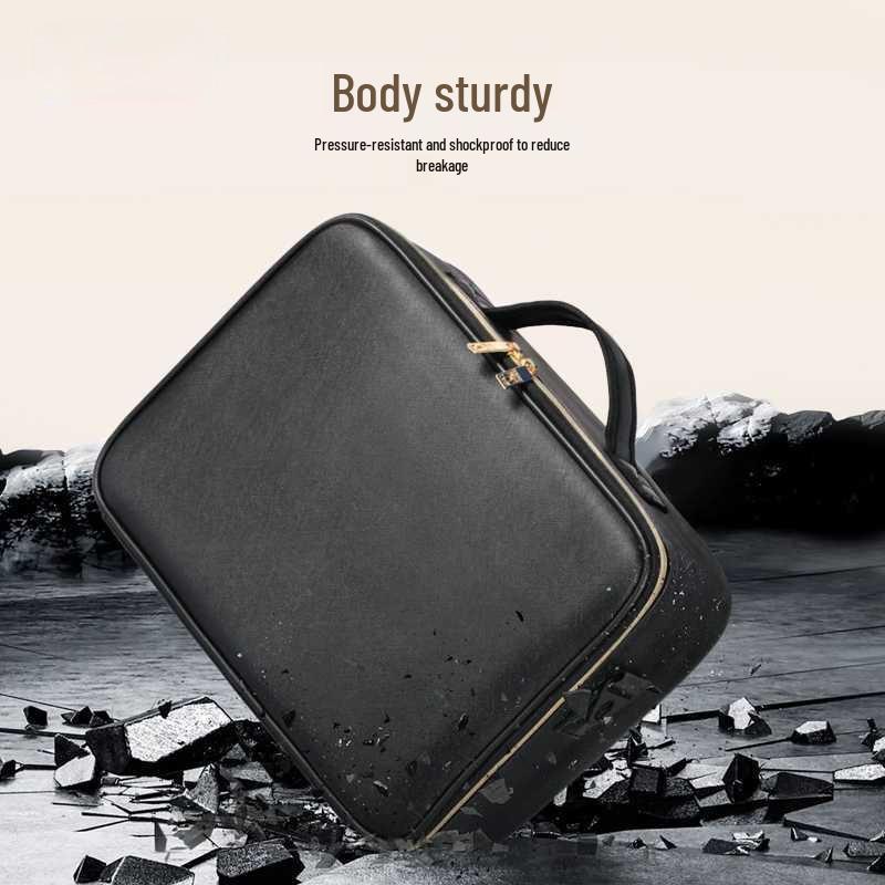 Illuminated LED Makeup Bag with Mirror - Large Capacity Multifunctional Organizer Box.