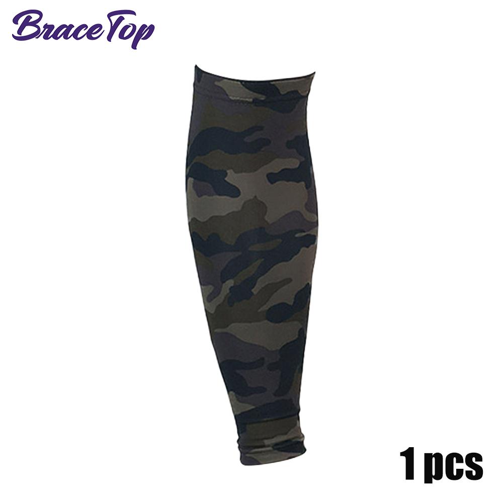 Bracetop 1 Pc Sports Compression Leg Sleeve Football Basketball Running Calf Support Stretch Knee Pads