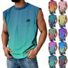 Men's Summer Print Round Neck Gradient Sports Casual Sleeveless Vest