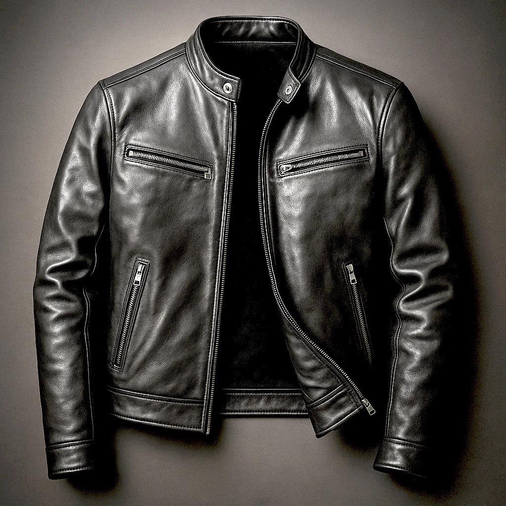 PU Lederjacke Herren Herbst Winter Motorräder Stehkragen Mode Lässig Kunstleder Oberbekleidung Männlich Reißverschlüsse Hochwertiger Mantel