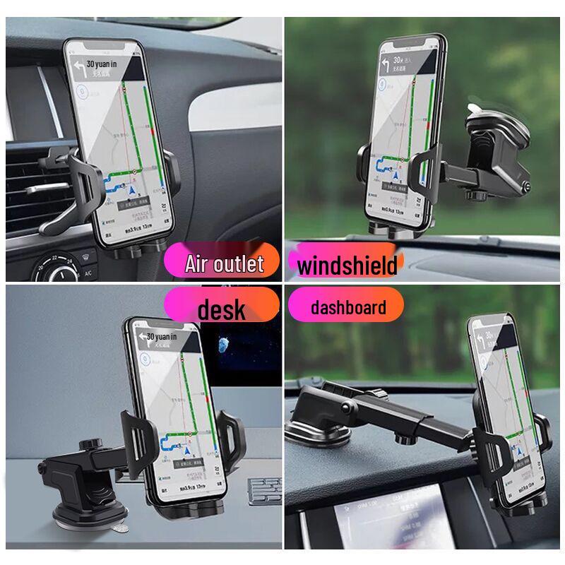 Adjustable Car Phone Holder with Suction Cup & Air Vent Mount