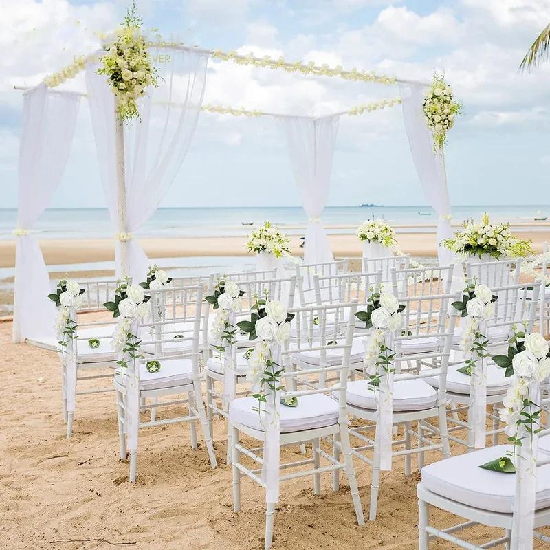 Artificial Flower Wedding Chair Decorations, Aisle and Pew Garlands for Rustic Wedding Ceremonies, Parties, and Home Decor