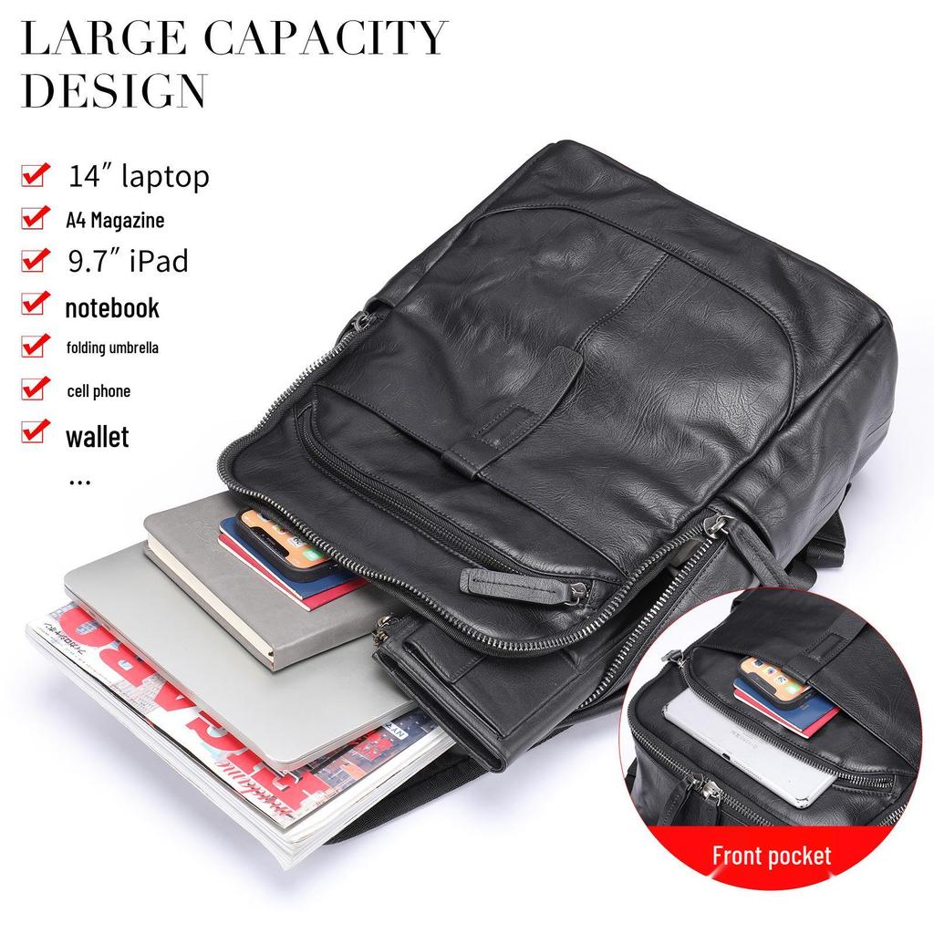 Herrenrucksack aus echtem Leder: Leichte, geräumige, Business Casual Computertasche