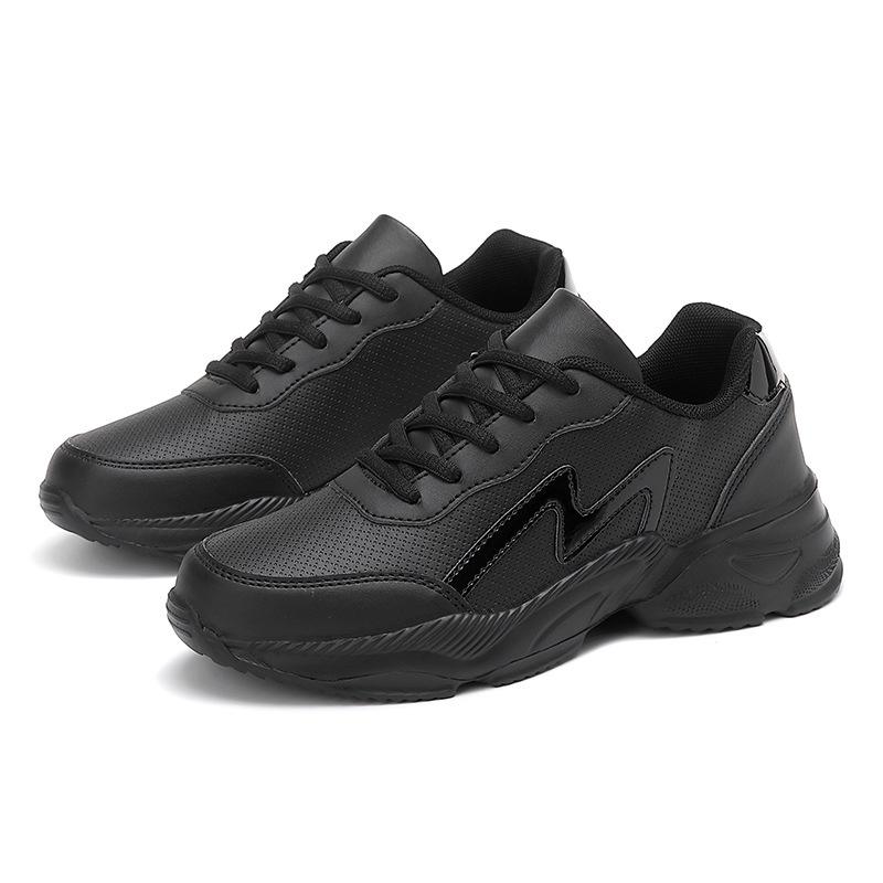 Frühling Herbst Leder Gesicht Schuhe Schwarz Wasserdicht und Rutschfest Sport und Freizeit Schuhe