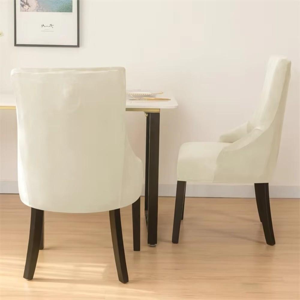Velvet Dining Chair Cover Strech Elastic Chair Covers High Back Sloping Arm Spandex Chairs Slipcovers For Banquet Home Decor