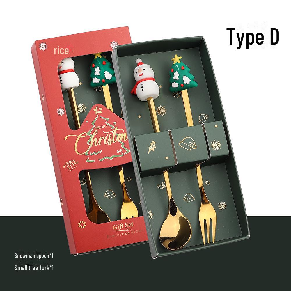 Vánoční dárek Kreslená sada lžíce a vidličky - Nerezové nádobí s kreativním designem panenky