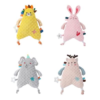 Cartoon Animal Soothing Doll Baby Sleep Toy with Rattle Hand Doll Comfort Towel Soft Placate Doll for Infant 0-36 Months
