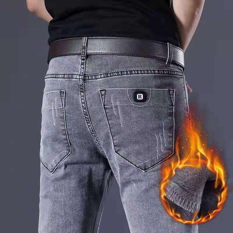 

Чоловічі джинси слім-фіт на флісовій підкладці: Корейський стиль, Еластичний, Прохолодний, Трендовий для Осені/Зими - Ідеальний для учнів середньої школи та молодих дорослих 33