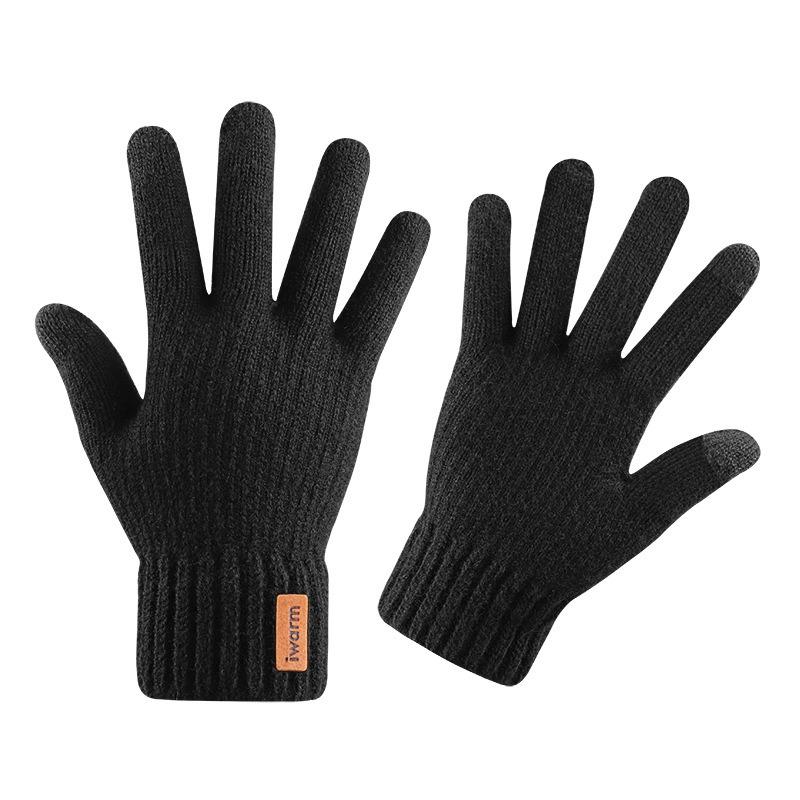 iwarm love warm camel wool men's winter wool gloves piled thickened knitted touch screen gloves