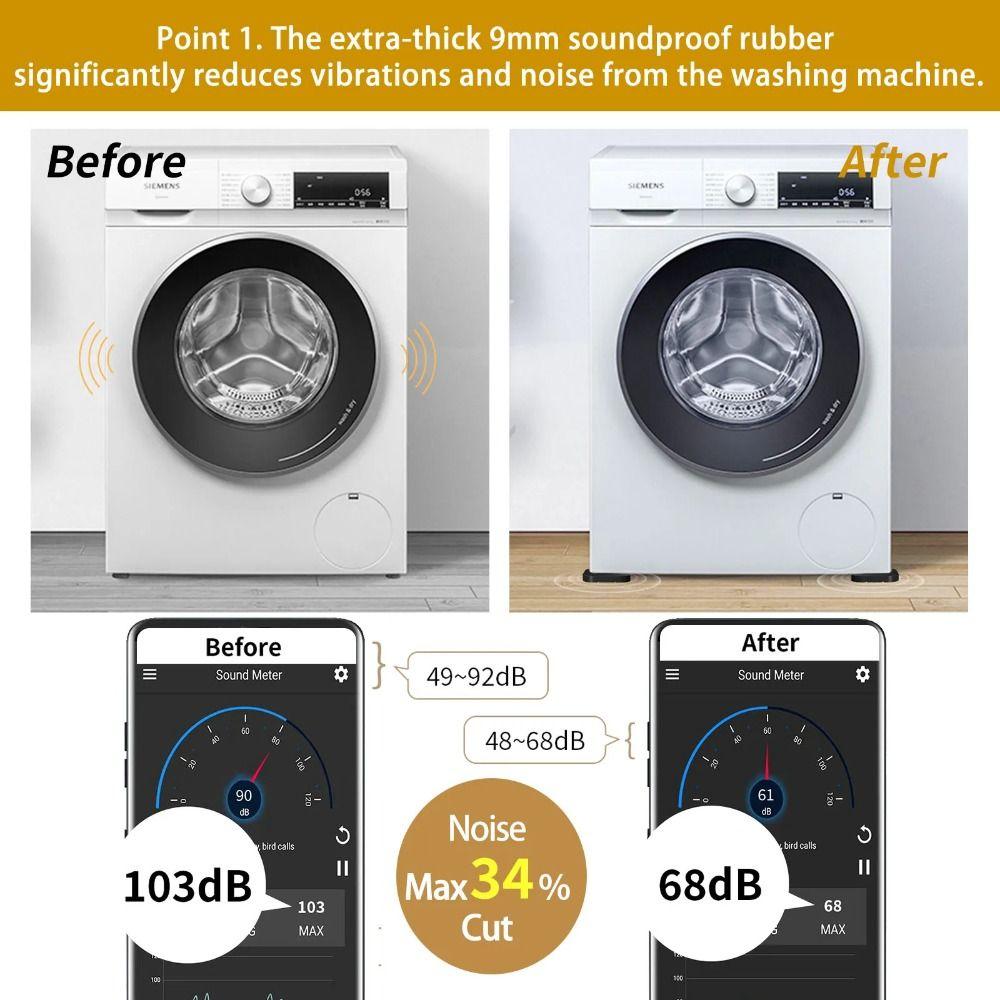 4 Stück Anti-Rutsch-Unterlegscheibe Anti-Vibrations-Fußpolster Stoßdämpfende Stumme Dämpfer Waschmaschinen-Fußpolster Erhöhung