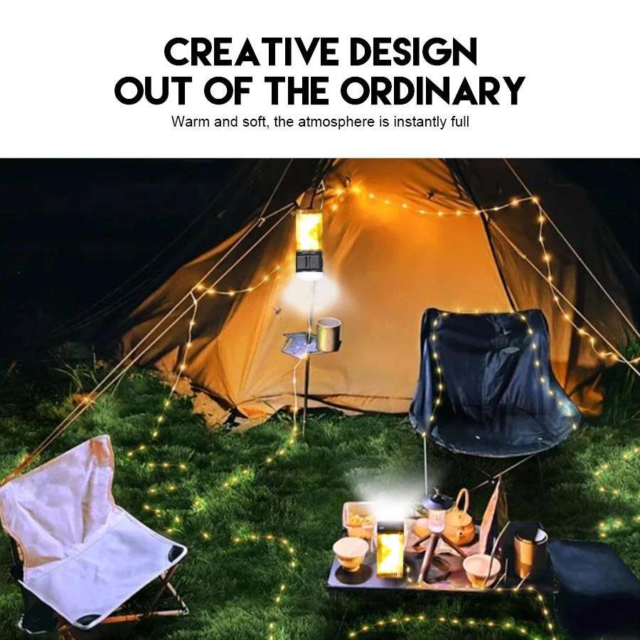2-in-1 Multifunctional Portable Lantern LED Ambient Light String 2000mAh Bright Outdoor Waterproof Camping Light Rechargeable