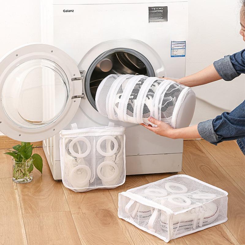 1pc Reusable Mesh 1pc Portable Shoe Washing Bag - Travel Storage Zipper Bag - Keep Shoes and Underwear Clean and Fresh