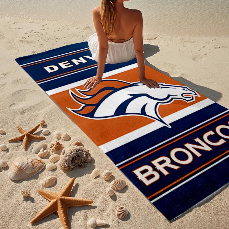 Denver Broncos Microfiber Beach Towel, Lightweight And Quick-Dry, for Summer Travel, Beach Essential, Swimming Pool