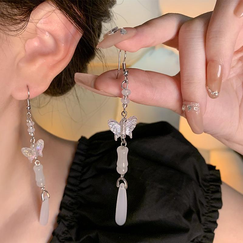 

Серьги-бабочки в винтажном стиле с кисточкой и имитацией халцедона для женщин A1541 серебряный
