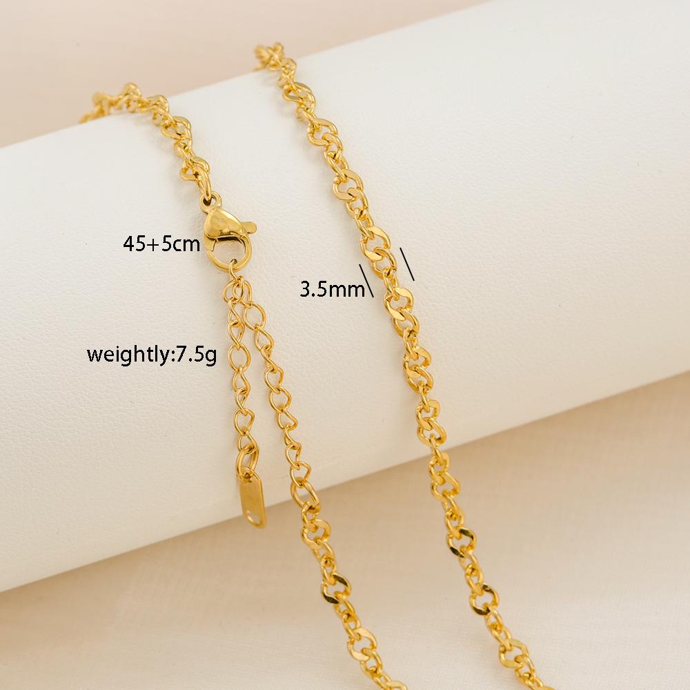 Élégant Collier Chaîne Boîte en Acier Titane Plaqué Or 18 Carats pour Femmes
