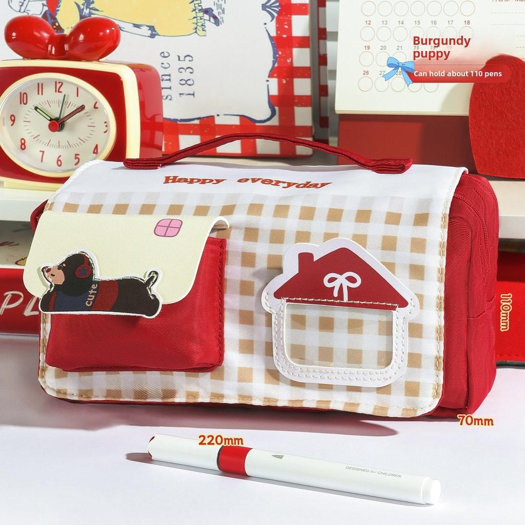 Cute Plaid Pencil Case With Large Capacity For School And Stationery Storage