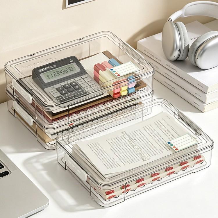 Household certificate storage box, document, household registration book, real estate certificate, transparent file box, multi-layer stackable