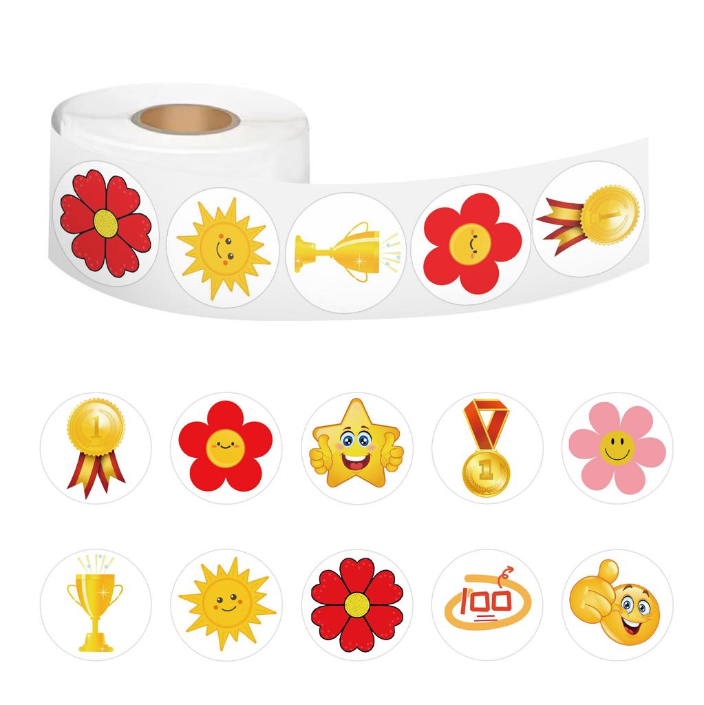 500 Stickers/roll Cartoon Children's Reward Roll Stickers Reward Stickers Creative Handbook Rolls Personalized Tape