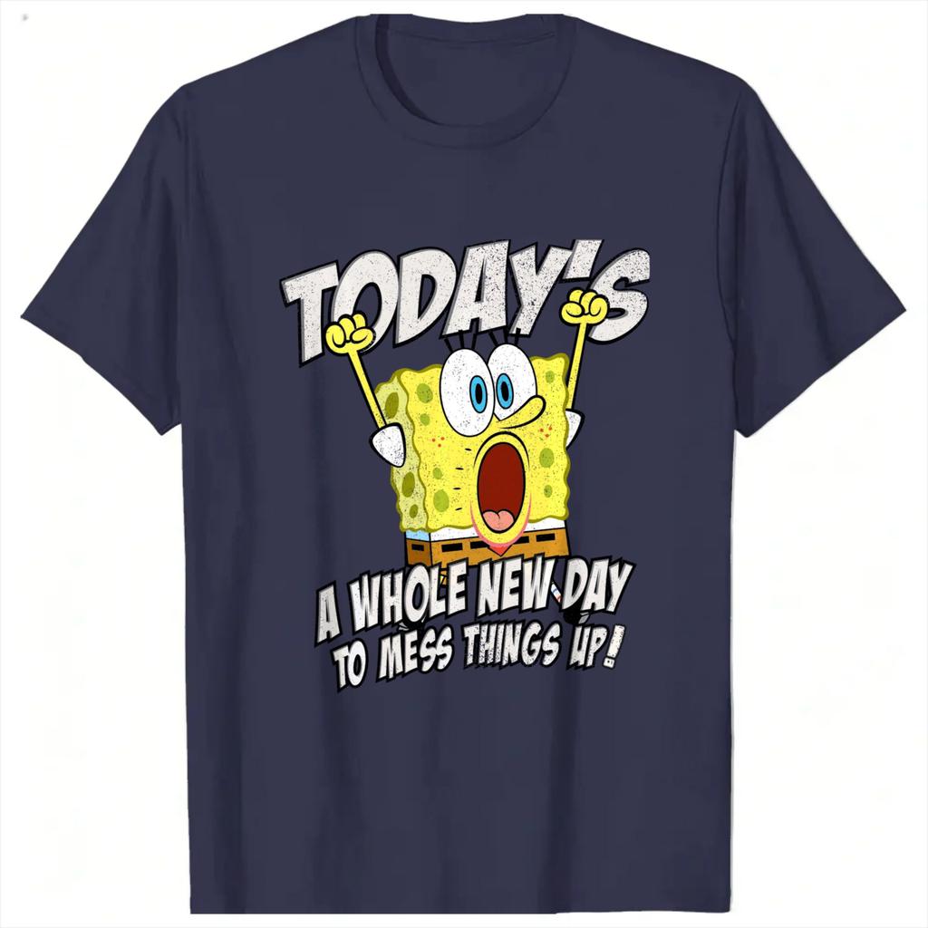 Unisex TShirt Todays A Whole New Day To Mess Things Up Spongebobs TShirts Harajuku Summer Tee Shirt Awesome Tops Gift