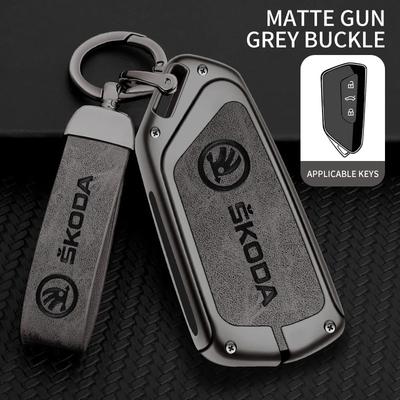 High Quality Leather Car Key Case Cover For Superb A7 Kodiaq Octavia A8 2021 Leather Shell Fob Holder Keyless Accessories