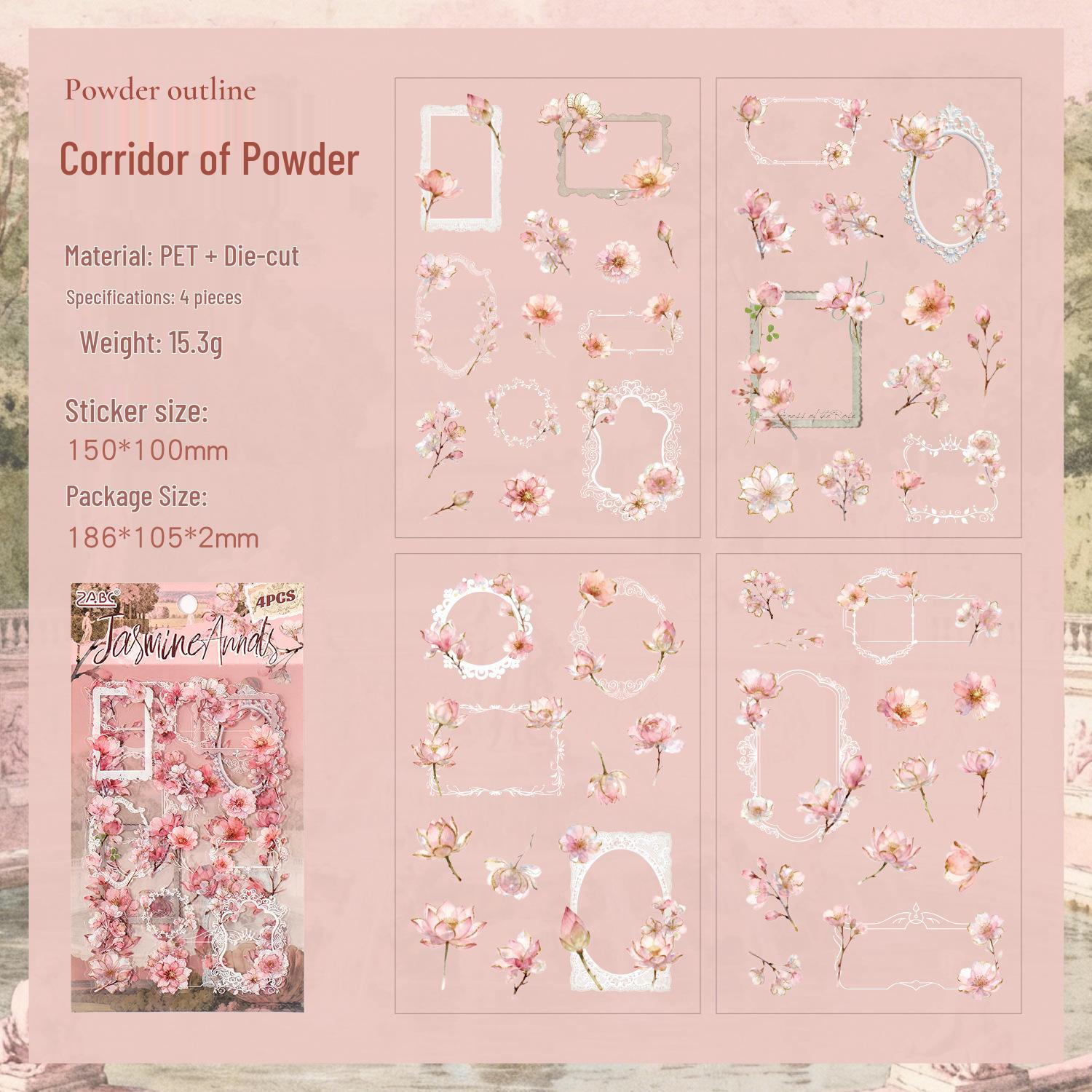 ZABC PET Sticker Sheets - Floral Border Scenery (4 Sheets)