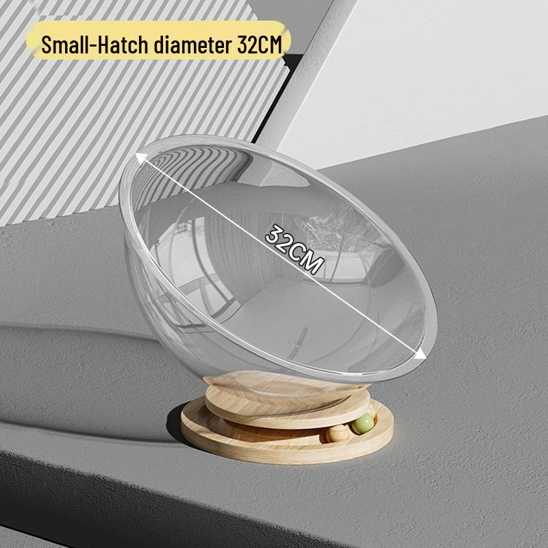Space Capsule Acrylic Cat Bed: Four Seasons Turntable Toy & Semi-Enclosed Ice Nest
