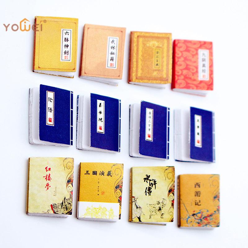 Pack of 4 Miniature Novel Models For Dollhouse Study Decoration - Diverse Doll House Items