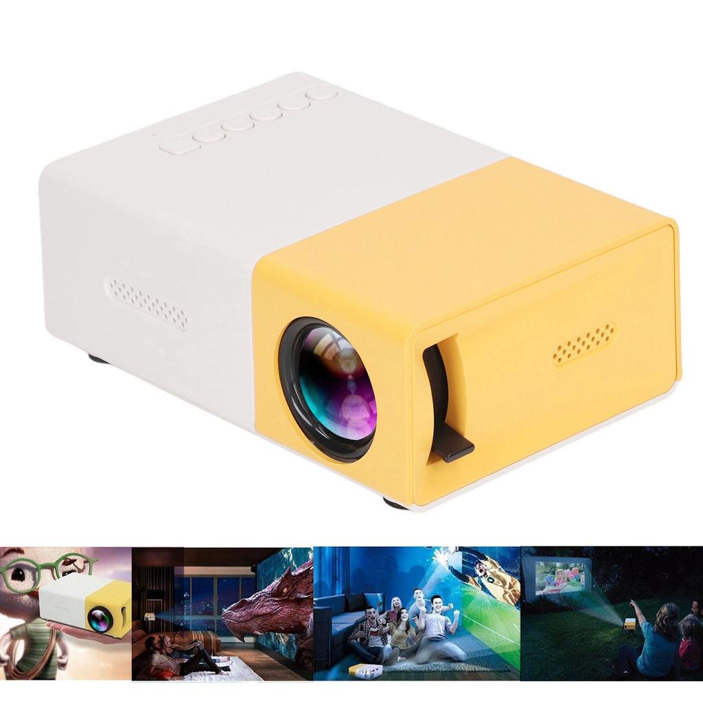 Projector 1080p Diffuse Reflection Imaging Support 23 Languages HD Projector with Spkers Yellow