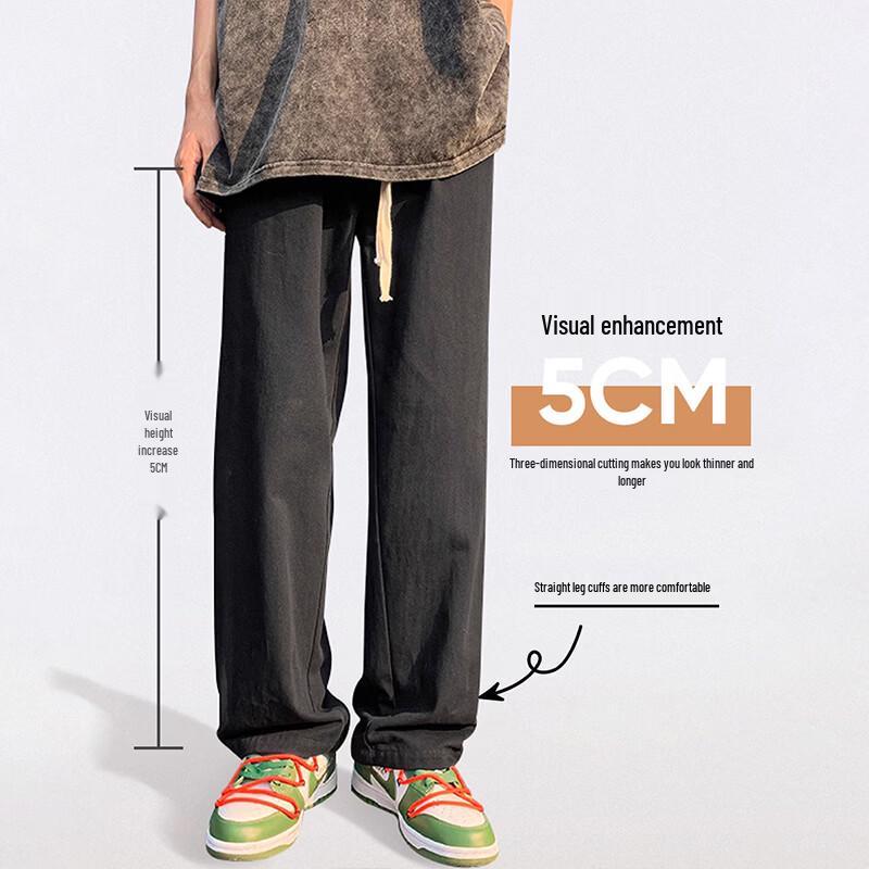 Wassup Sohot Men's Loose Straight Wide-Leg Cotton Casual Pants