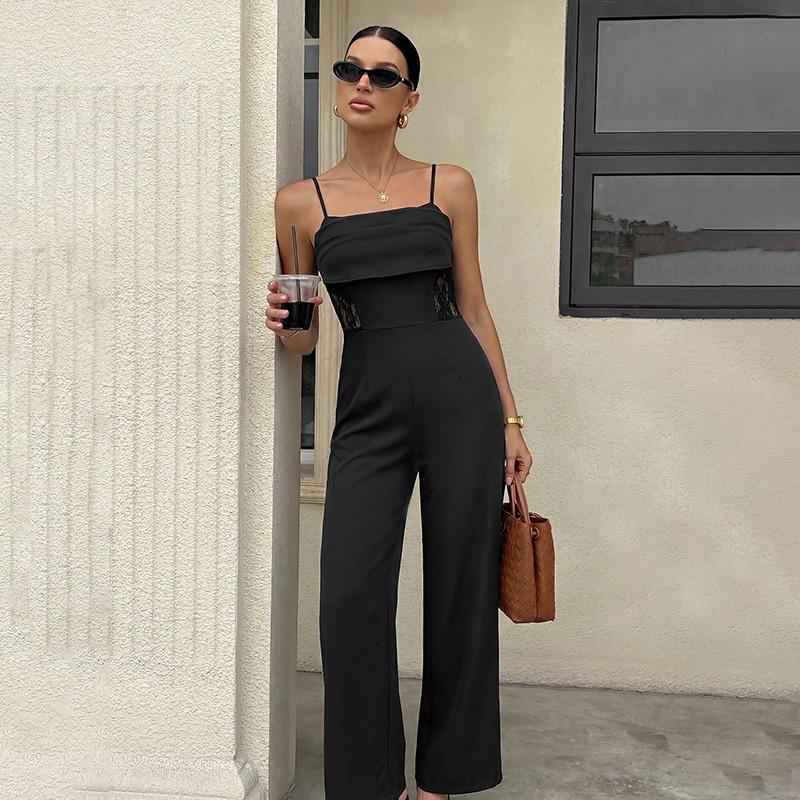 TIFICY Women's Fashion Casual Summer Spring Solid Color Print Sleeveless Suspenders High Waist Trousers Jumpsuits & Rompers
