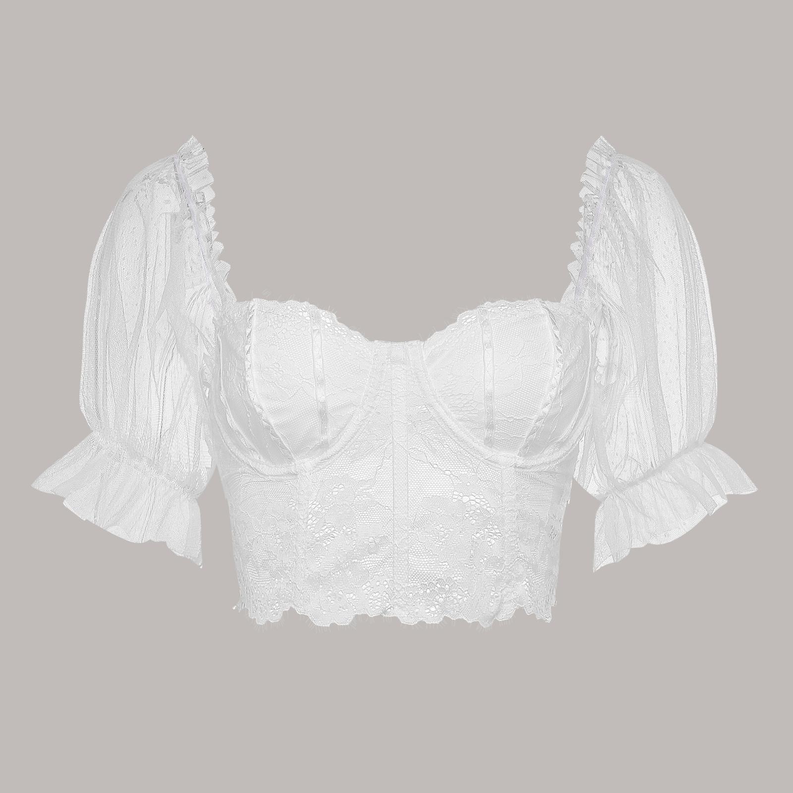 

Women s Lace Underwired Fishbone Top L білий