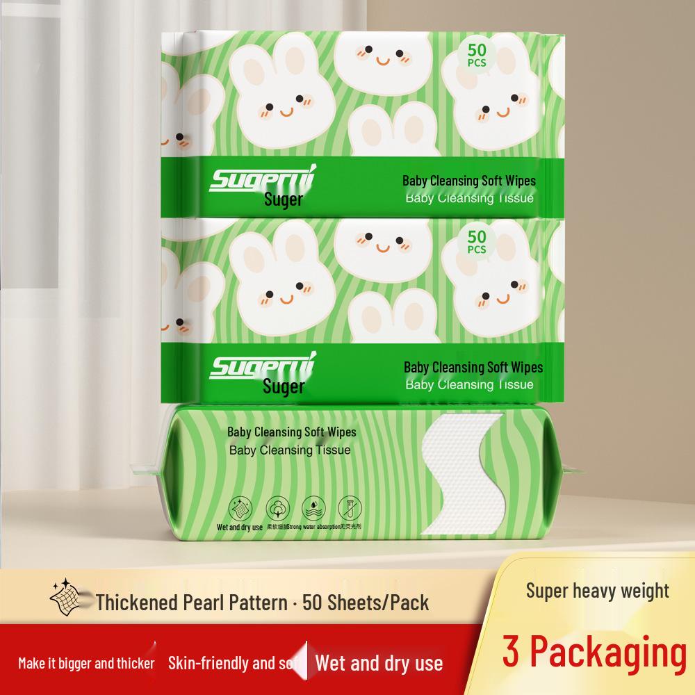 Soft Cotton Facial & Baby Wipes for Dry/Wet Use - Makeup Remover & Cleanser, Non-Pure 100% Cotton