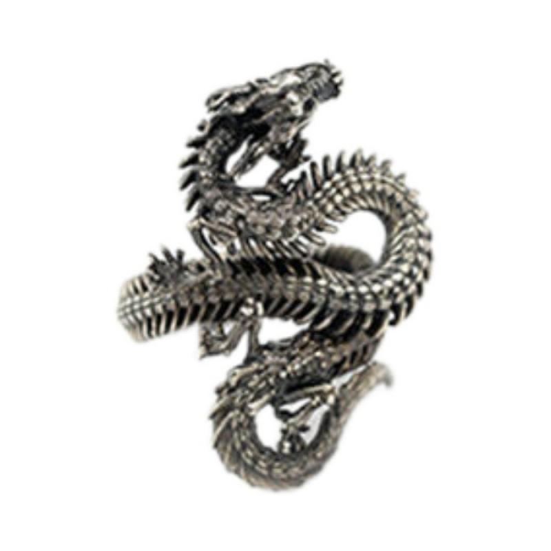 Adjustable Dragon Bone Snake Ring Men Women Sterling Punk Retro Geometric Statement Jewelry Adjustable Open Band