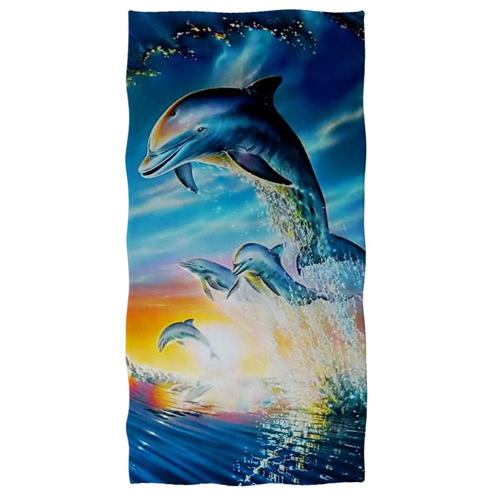 Süßes Delfin-Aufdruck Strandtuch für Erwachsene Kinder Weiches Wasserabsorbierendes Atmungsaktives Badetuch für Sommer Surf Reisehandtuch Decke