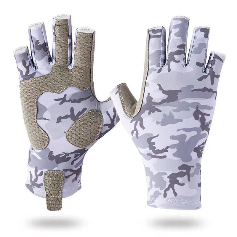 UV Protection Half-Finger Cycling Gloves Breathable Quick-Dry Elastic Anti-Slip Outdoor Fishing Riding Sport