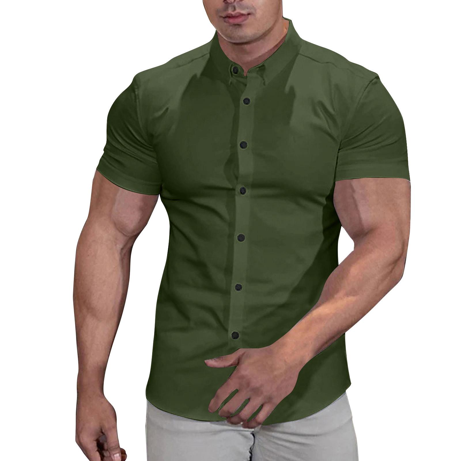 

Мужская повседневная рубашка с коротким рукавом, модная рубашка с лацканами XXL