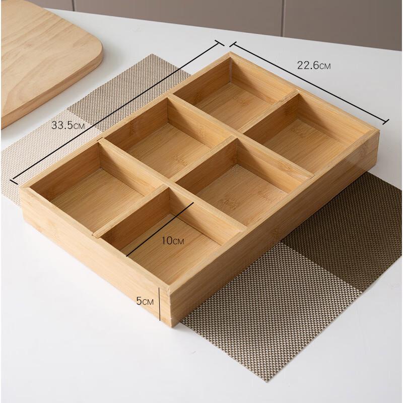 Bamboo Wood Square 6-Compartment Serving Tray