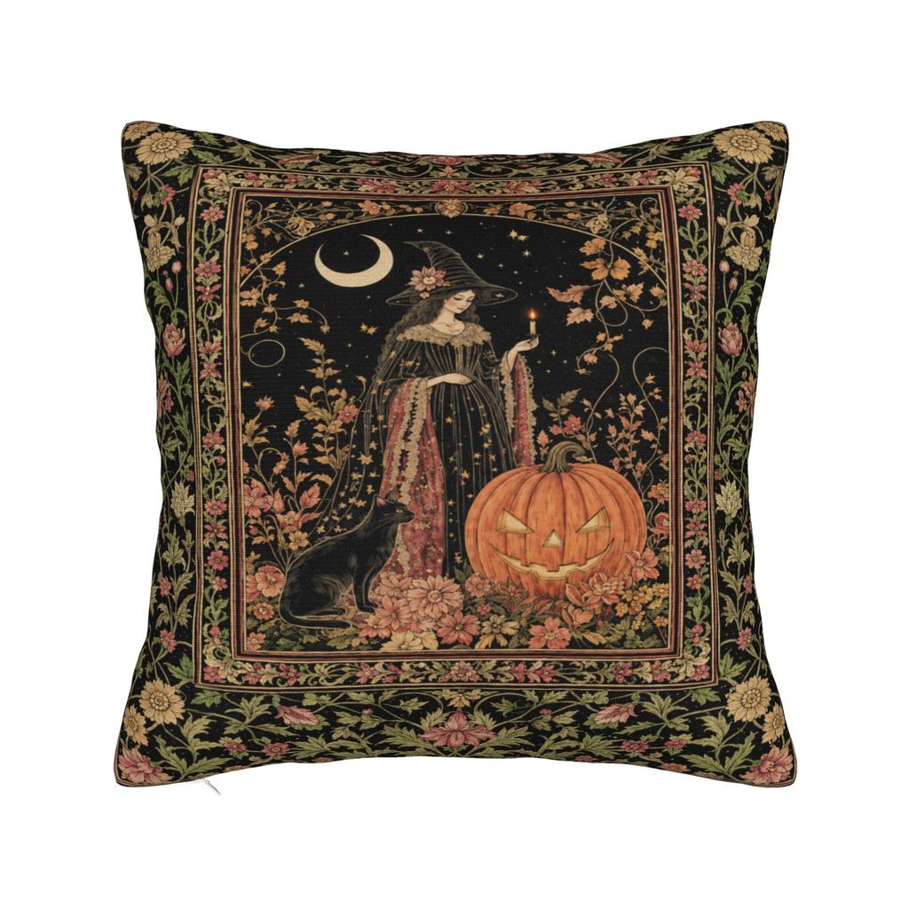 Halloween Black Cats Square Pillow Case Witchy Kitty Cushion Cover Awesome Zipper Decor Pillowcase for Home 40x40cm