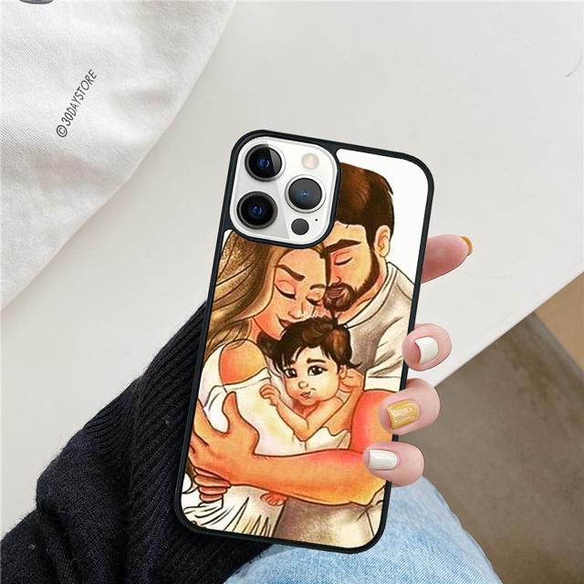 Mom Dad Baby Family Coque Shell For iPhone 17 Air 15 16 14 13 12 Pro Max 11 Pro Max Plus Phone Case Cover