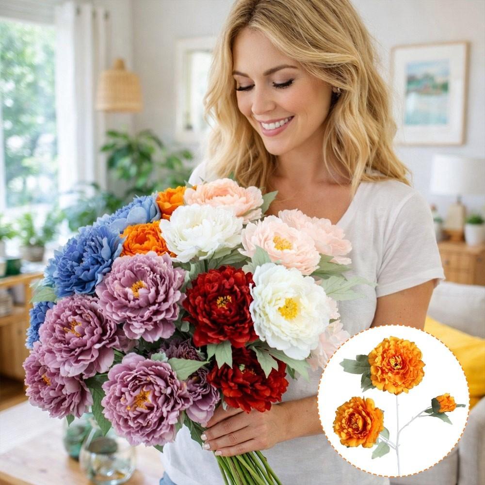 3 Heads Artificial Peony Flower DIY Flower Silk Flowers Bouquet Realistic Floral Arrangement Simulation Flowers