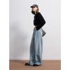 Sancai 2025 Autumn Loose Wide-Leg Washed Denim Jeans
