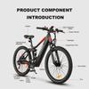 Samebike XD26 Electric Bicycle 26" Mountain Moped 750W 14AH Lithium Battery 40km/H Men's Road EBike Off Road MTB For Adults
