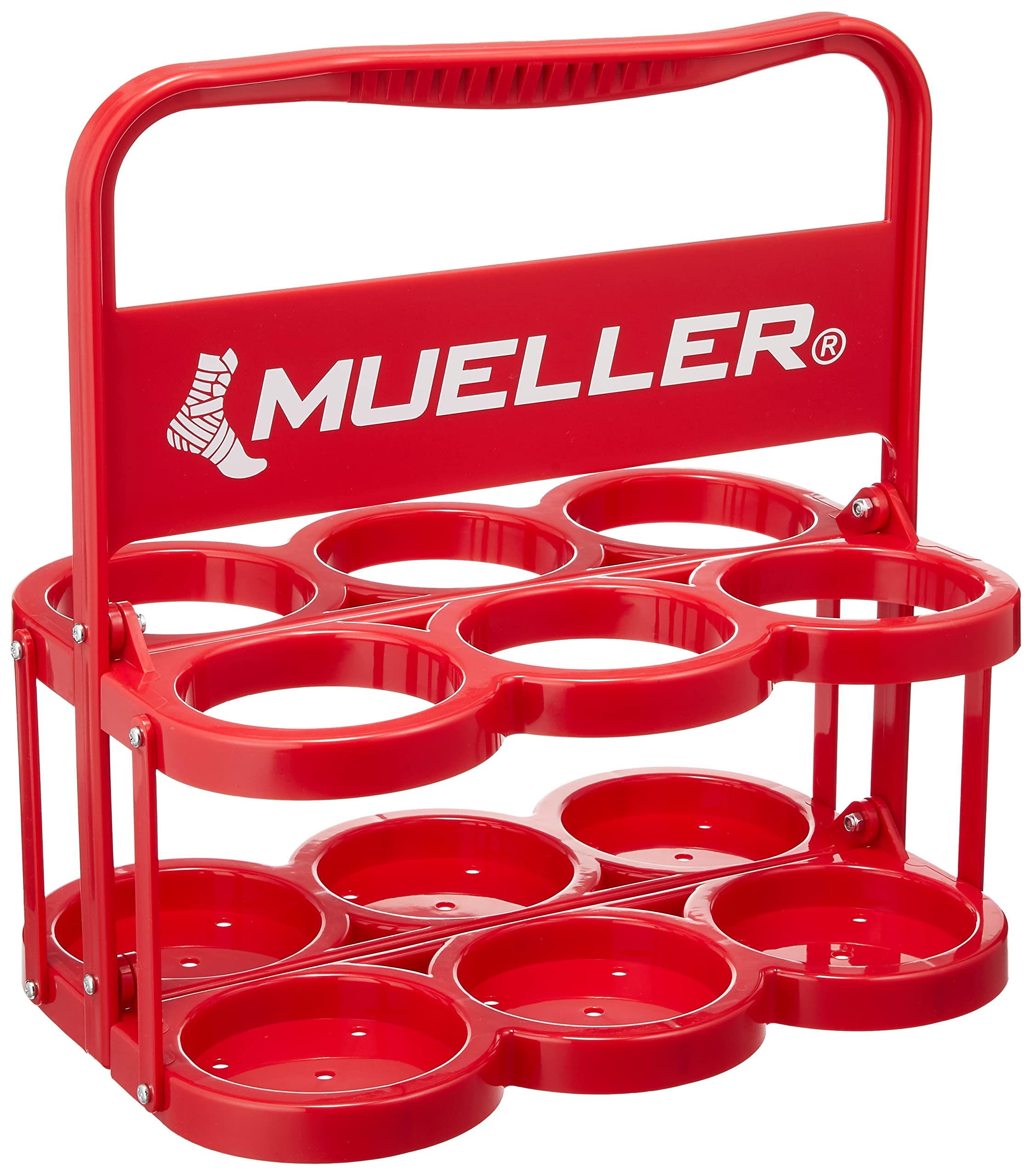 

used by professional sports Mueller Drink Holder Foldable Water Bottle Carrier for 6 Red 919000 [Brand teams] Bottles,