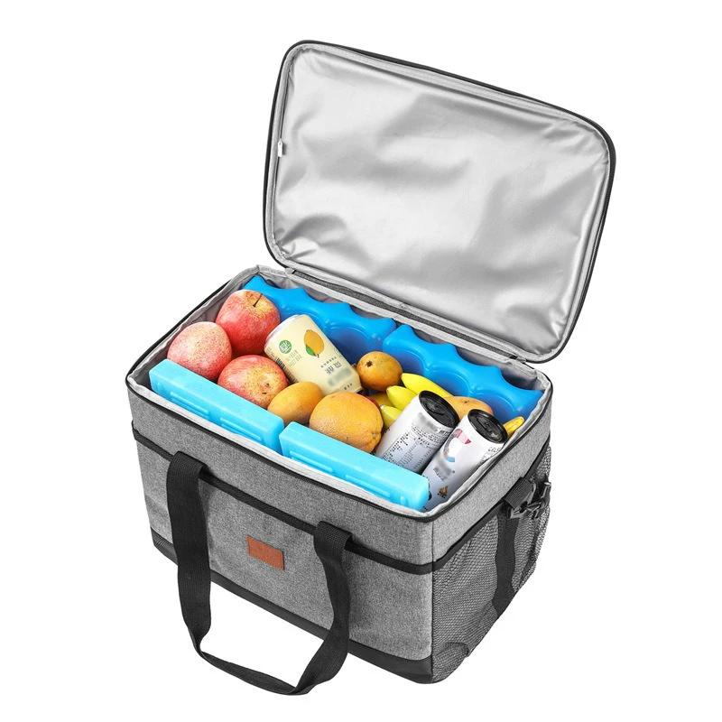 35L Large Capacity Collapsible Cooler Bag Multifunctional Insulated Picnic Lunch Bag for Outdoor Travel Camping BBQ Family Party